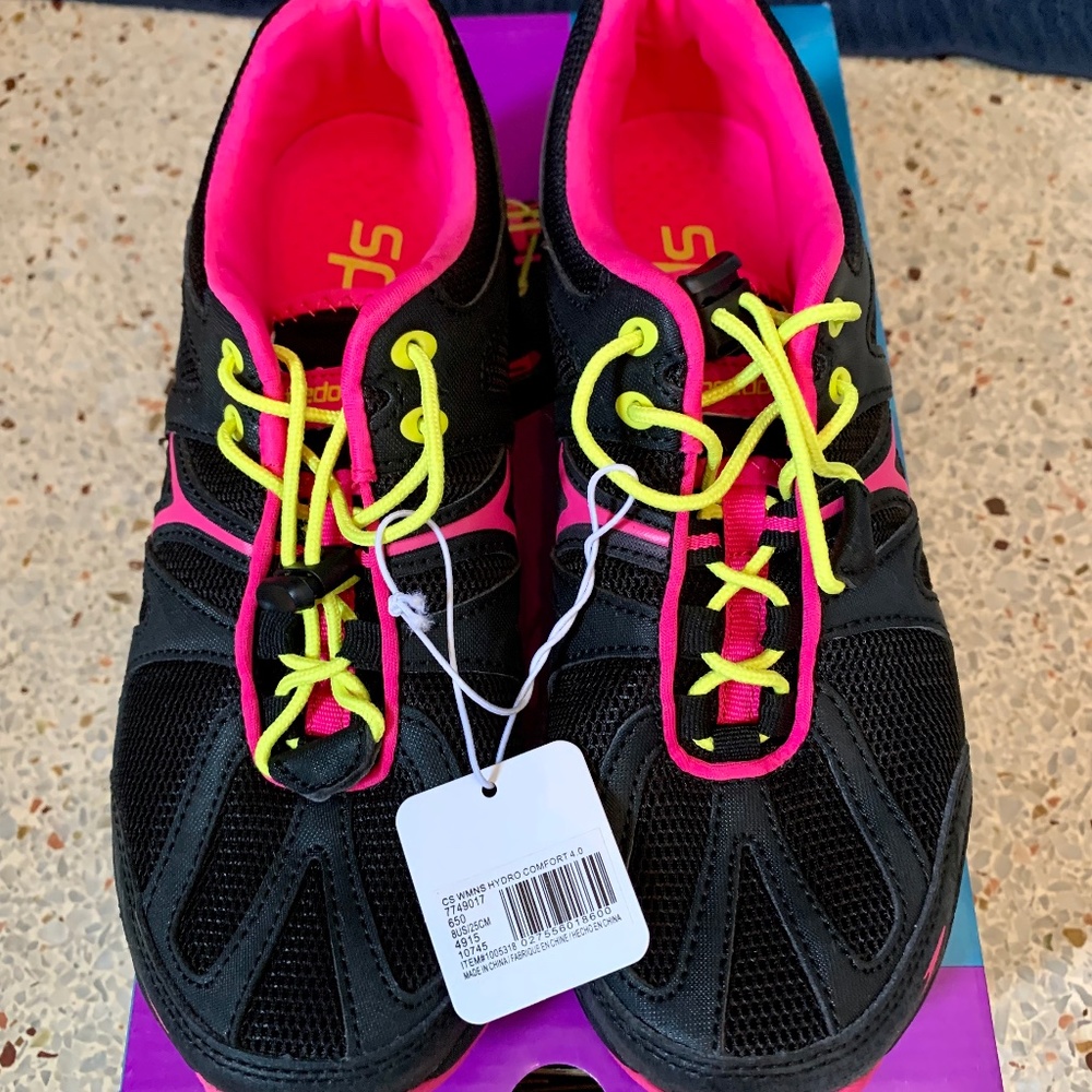 Skechers Women’s Black Athletic Shoes with Pink & Neon Yellow Accents